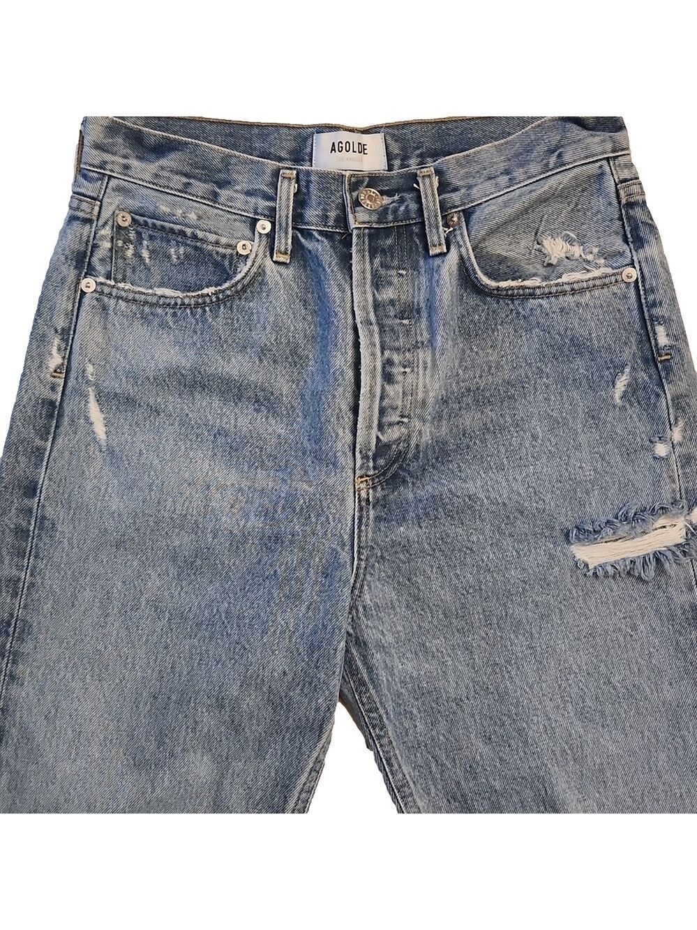Jeans Crop Blue 90s Distressed Straight-Leg High-rise  Denim Size 25 - Picture 3 of 16